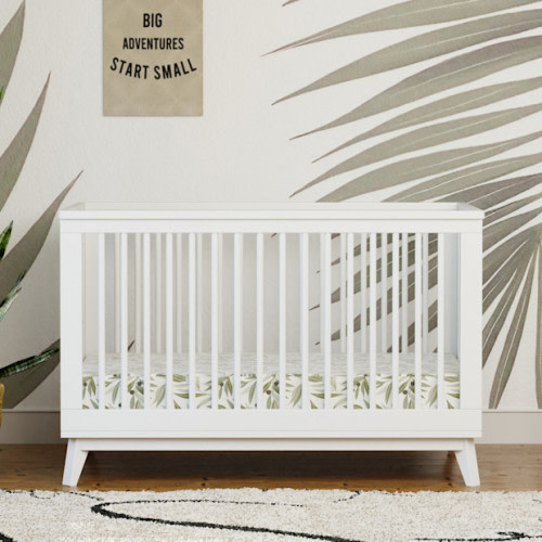 babyletto Scoot 3-in-1 Convertible Crib with Toddler Bed Conversion Kit - White