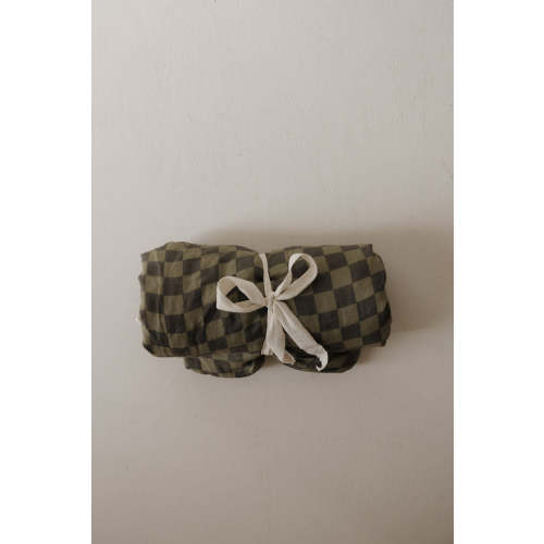 Muslin Quilt | Olive Checkerboard
