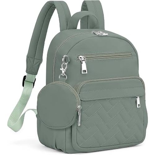 Mini Backpack for Women Small Back-pack Purse,Puffer Daypack Green | Anti-theft Mini Backpack with Coin Purse, 10-Pocket Organizer Fits 11" Tablet, Lightweight Waterproof Nylon,Travel-Ready