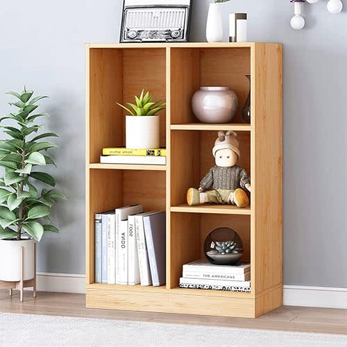 IOTXY Open Shelf Low Bookcase - Wooden 3-Tier Cube Bookshelf, Pear Yellow