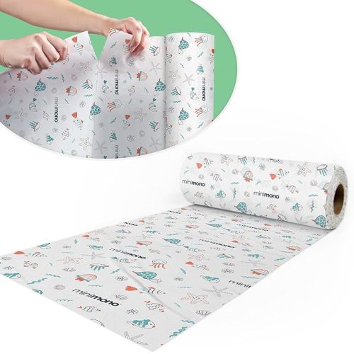 Minimono Baby Splat Mat for Under High Chair - 30 Pcs (Sea Animals)