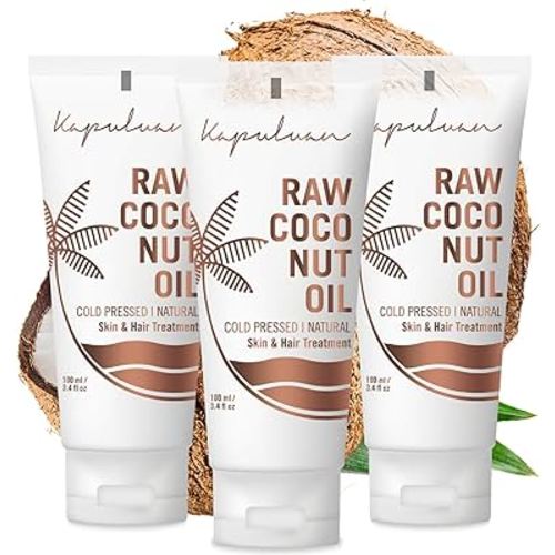 Coconut Oil for Skin & Hair – Organic, Cold Pressed, Extra Virgin & Unrefined | Natural Moisturizer & Hair Growth | 3 Pack (100ml)