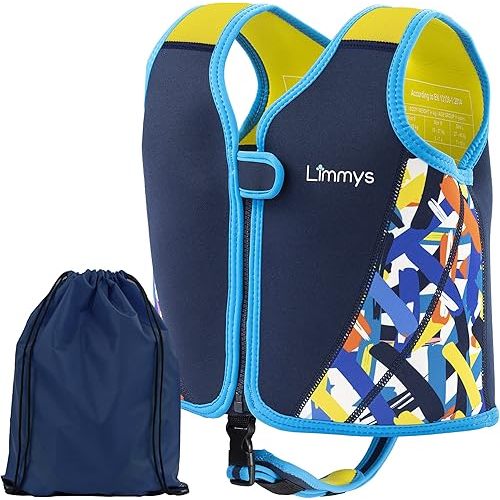Limmys Premium Kids Swim Vest - Toddler Swim Jacket and Buoyancy Swimming Aid - Modern Design Swimming Vest for Boys, Girls and Babies - Drawstring Bag Included