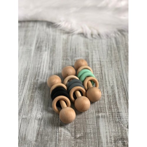 wooden rattle, baby rattle, montessori toys, rattles, montessori baby toys, rattle, first birthday gift, baby shower gift, wooden toys, 2. Gray, 3. Black