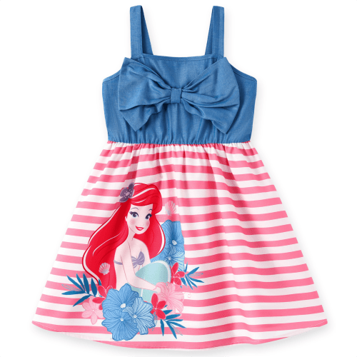 Disney Princess Baby Girls Dresses Ariel Mermaid Graphic Skirts with Faux Denim Bow Sleeveless Top Infant 3-6 Months