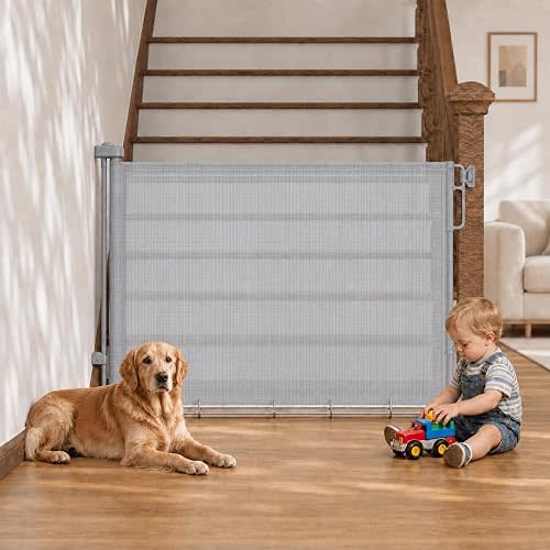 Cumbor 37-55" Retractable Baby Gates for Stairs & Doorways, Indoor Outdoor