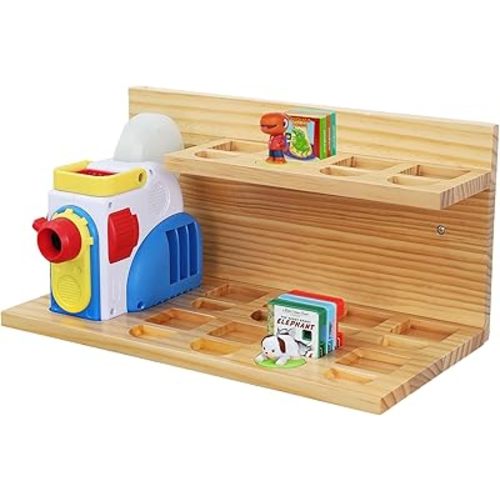 Floating Shelves for Little Tikes Story Dream Machine,Wall Shelf for Little Tikes Projector Books Audio Play Character Storage Tray Organizer for Toddlers and Kids Girls Boys,Pine(Natural Wood)