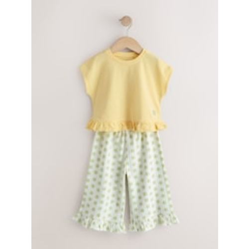 6-9 Months Yellow Flower Wide Leg Trousers Set (3mths-7yrs) from Next USA