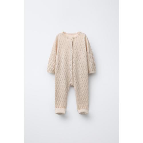 CONVERTIBLE COTTON, SILK AND CASHMERE TEXTURED KNIT JUMPSUIT WITH FOOT - Cream | ZARA United States