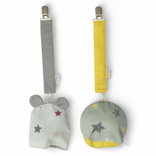 Baby Pacifier Clip, 2-Pack Cotton Pacifier Holder with Case, Handmade Binky Clip for Newborn Girls and Boys