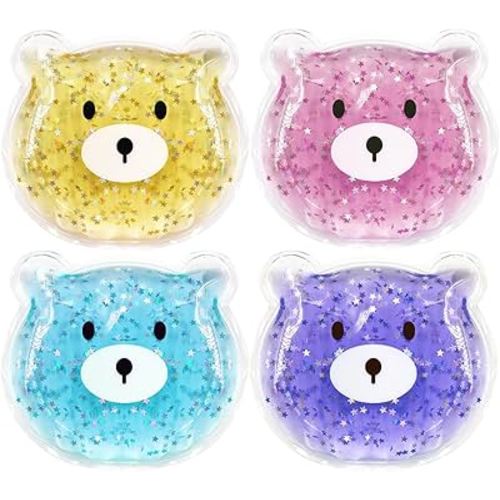 4 Pcs Reusable Gel Boo Boo Ice Packs - Cute Children's Ice Packs for Injuries, Fever, Headaches & More