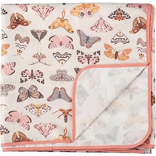 Tiny Twinkle Mess-proof Splat Mats for under high chairs or table cover art projects for baby and toddler - waterproof, washable floor or table splash mat 51" x 51" (Flutter)
