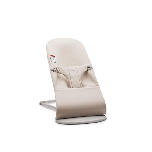 BabyBjörn Bouncer Bliss, Light Beige, 3D Jersey | 2-in-1 Adjustable Baby Bouncer Seat and Toddler Chair, Newborn to Toddler (8-29 lbs), 4 positions, Lightweight & Portable