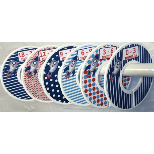 Baby Closet Clothes Dividers Outer Space Rockets Navy Red Blue CD722 Baby Boy Infant Baby Shower Nursery Gift