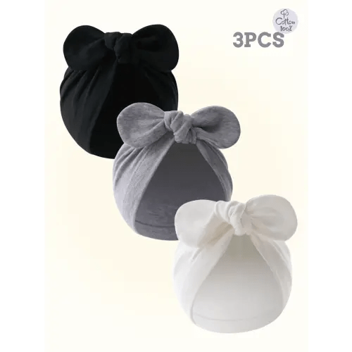3pcs/1pc Set Newborn Baby Soft Cotton Beanie Hats With Bow, Breathable & Comfortable For All Seasons, Suitable For Boys & Girls | SHEIN USA