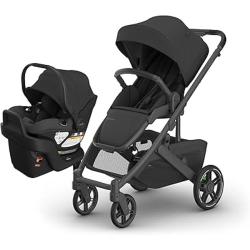 UPPAbaby Cruz V3 Stroller + Aria V2 Lightweight Car Seat Travel System Combo – Toddler Seat, Bumper Bar, Bug and Rain Shield, Car Seat Base, and Infant Insert Included – Jake (Charcoal)