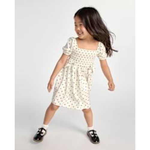 Baby And Toddler Girls Short Puff Sleeve Bow Smocked Dress - WHITE | The Children's Place