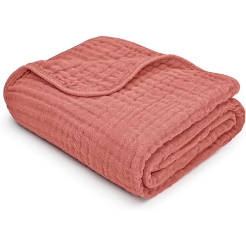 Comfy Cubs Muslin Baby Blanket - Soft, Lightweight, 6-Layer Cotton Swaddle Blankets for Newborns, Infants & Toddlers - 40" x 40" Large, Breathable & Versatile for Sleeping & Tummy Time - Dusty Rose