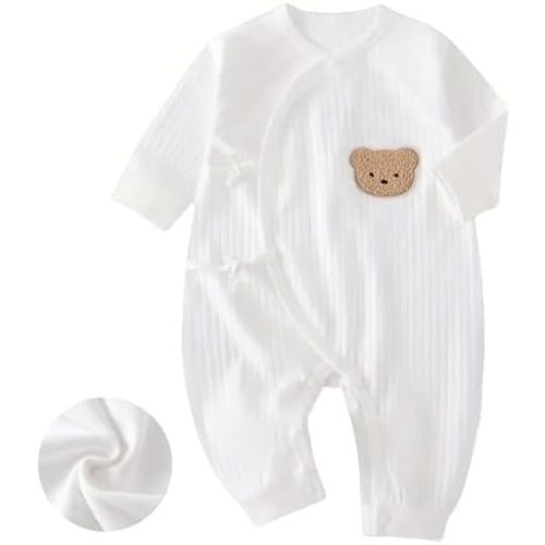 Baby Newborn Unisex Romper Clothes, 100% Cotton Soft Cute Bear Newborn Infant Baby Clothes Bodysuit Long Sleeve