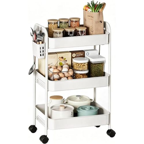 Heavy-Duty Rolling Cart 3 Tier Metal Utility Storage Cart