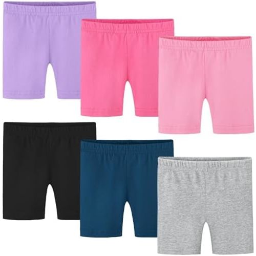 Poroka 6 Pack Baby and Toddler Girls Bike Shorts Soft Girls Summer Dancewear Shorts Solid Tumbling Safety Short for Kids