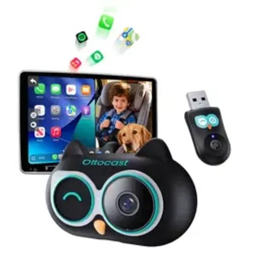 OTTOCAST Baby Car Camera Wireless CarPlay Adapter 1080P HD Rear Seat Monitor Display on Car Screen,150°Wide Angle No-Glow Night View - TikTok Shop