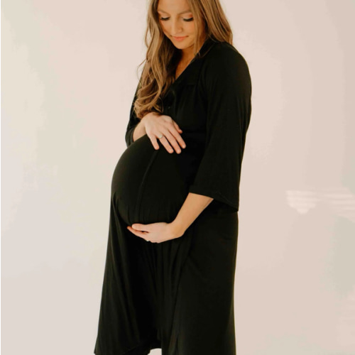 Lila Labor & Postpartum Gown in Black