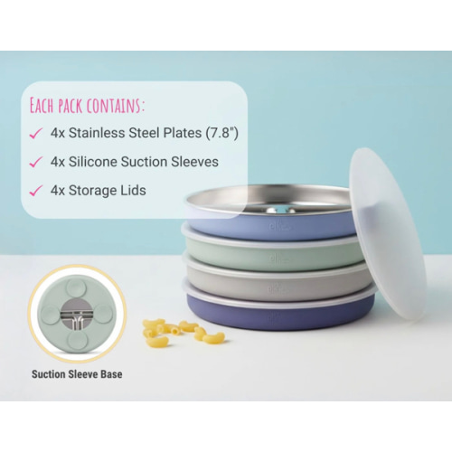 7.8" Stainless Steel Divided Plates with Suction Sleeve