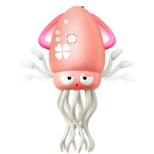 MACALOCA Dancing Squid Baby Girls Toy, Dancing Octopus Tummy Time Toys for Toddlers, Infant Crawling Walking Baby Toys with Music & Light for 3-6 6-12 12-18 1st Baby Birthday Gifts