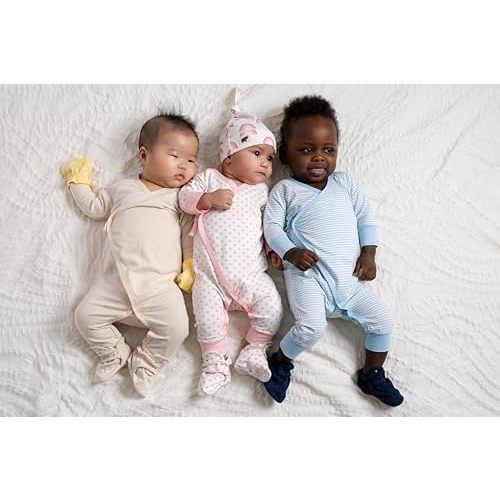 monica + andy Kimono Tie Long Sleeve One Piece, 100% Organic Baby Clothes for Girls & Boys, Preemie, Newborn & Infant