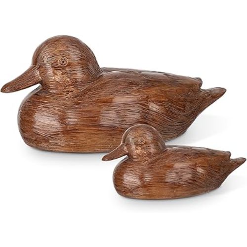 Soaoo 2 Packs Duck Home Decor Statues Rustic Vintage Resin Animal Figurines Countryside Farmhouse Decor for Desktop Living Room Nursery Shelf Indoor Decorative Accents