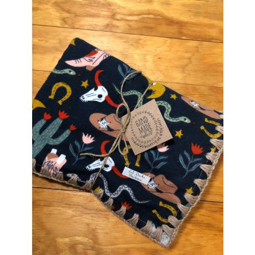 MUSTARD YELLOW edging (not pictured) Western Baby Blanket Toddler Blanket