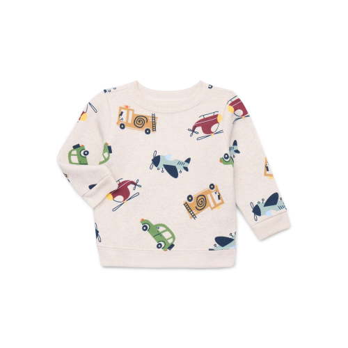 Garanimals Baby Boys Printed Fleece Sweatshirt with Long Sleeves, Sizes 6-24 Months