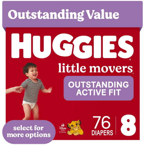 Huggies, Little Movers Baby Diapers, Size 8, 76 ct