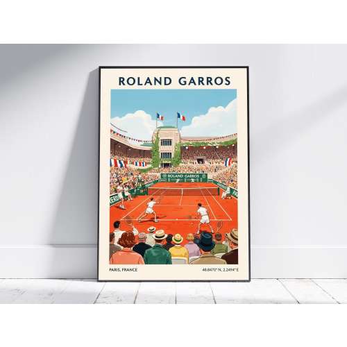 Roland Garros Tennis Poster – Vintage Paris Sports Wall Art Print for French Open Fans, Retro Travel Decor Gift for Home or Office