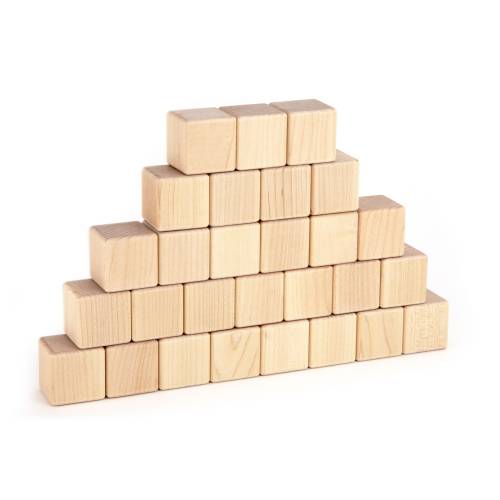 28 piece Maple Baby Stacking Blocks Set | Beautiful Premium Wooden Cube Set for Baby Shower Decorating Activity and New Child Gift