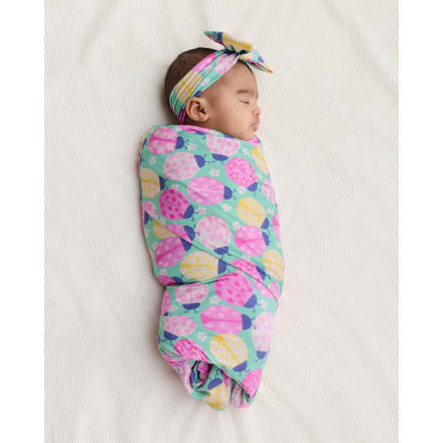 Ladybug Meadow Swaddle & Luxe Bow Headband Set | Little Sleepies