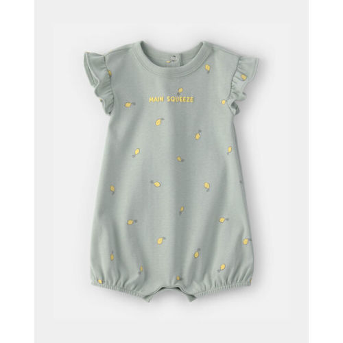 Baby Girl 'Main Squeeze' Lemon Short-Sleeve Romper - Green | Carter's