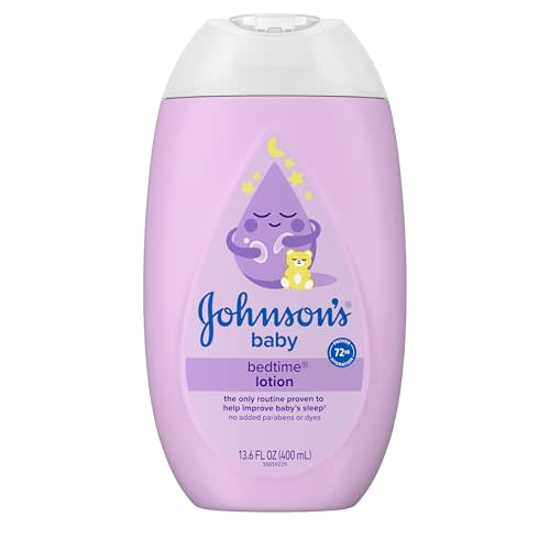 Johnson's Moisturizing Bedtime Baby Lotion with Coconut Oil & NaturalCalm Aromas to Help Relax Baby, Hypoallergenic & Free of Parabens, Phthalates & Dyes, Mild Baby Skin Care, 13.6 fl. oz
