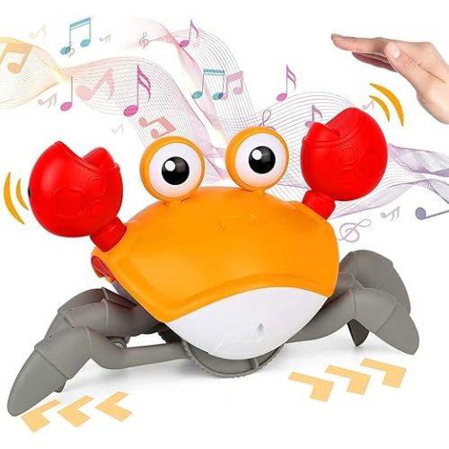 LIONAL Crawling Crab Baby Toy, Infant Electronic Light Up Toys with Music and Light, Crab Crawling Toy for Kids Toddle, Baby Interactive Toys, Baby Electronic Pet Toys for Boy and Girl Gift