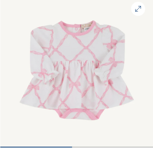 Long Sleeve Daisy's Diaper Cover Dress - Belle Meade Bow with Pier Par