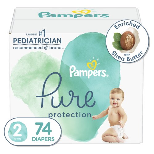 Pampers Pure Protection Natural Diapers, Size 2, 74 ct
