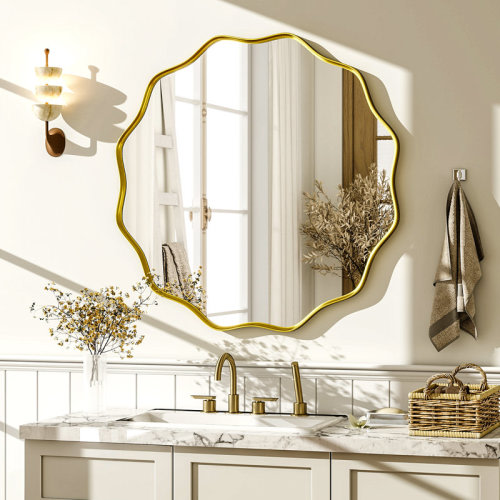 Ebern Designs Aluminum Round Wavy Wall Mirror 30 x 30