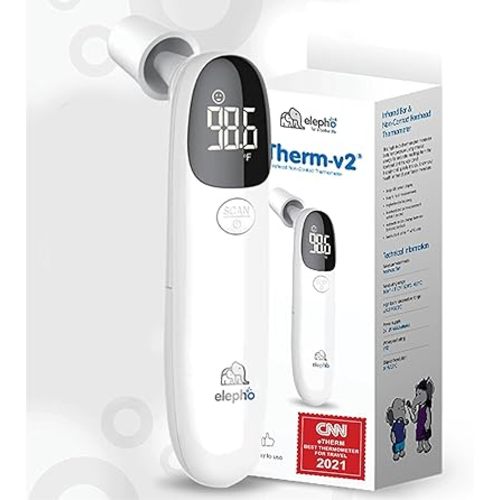 Elepho eTherm Ear & Forehead Non-Contact Thermometer Infrared & Digital Thermometers for Adults, Kids, Babies & Infants Instantly Accurately Reads Temperature Slim Design, Easy to Read Large Display.