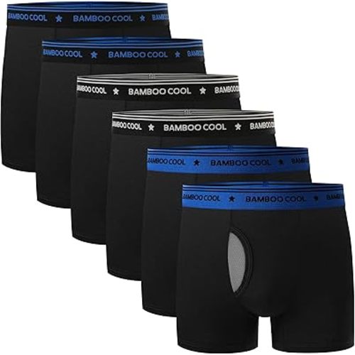 BAMBOO COOL Boy's Underwear Boxer Briefs for Boy Breathable Mesh Fly Zone Moisture-Wicking 6 Pack