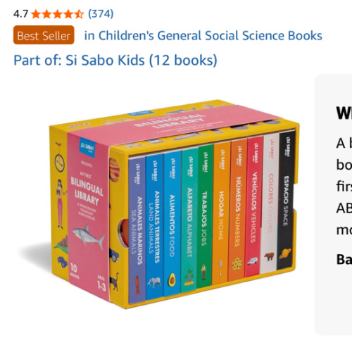 My First Bilingual Library: A Spanish-English Vocabulary Board Book Set of Colors, Numbers, Animals, ABCs, and More (Si Sabo Kids)