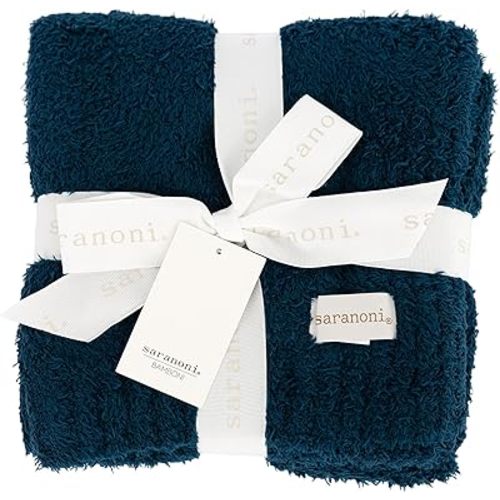 SARANONI Bamboni Luxury Baby Blanket | Cozy & Soft Plush Receiving Blankets | Perfect for Girls & Infant Baby Boy Blankets | Nautical Blue - 30” x 40"