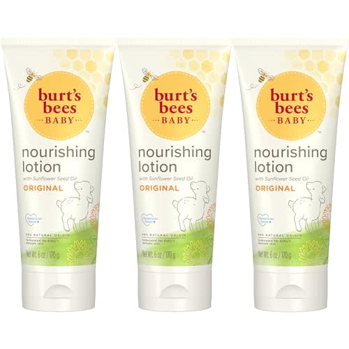 Burt's Bees Baby Lotion, Gentle and Nourishing Lotion, Pediatrician Tested, Original Scent, 99% Natural Origin, 6 Oz (Pack of 3)