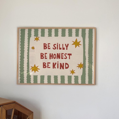Be Silly Honest Kind Print, Stars Kids Playroom Poster, Toddler Colorful Wall Decor (MR106)