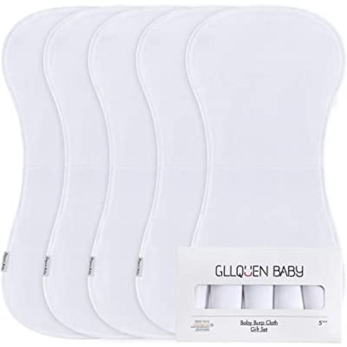 Baby Burp Cloth - 5 Packs Organic Cotton Two Layers Burping Rags, Large Contoured Ultra Soft and Thick Absorbent Towels, Unisex for Boys and Girls, Baby Shower, 19"x9"